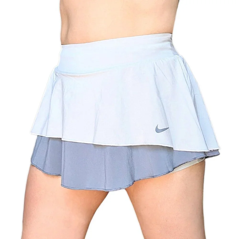 Nike women's dri fit grey two tone layered flouncy woven high rise skort size S
